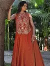 Pc 563 Vichitra Silk Embroidery Work Party Wear Indo Western Suppliers In India